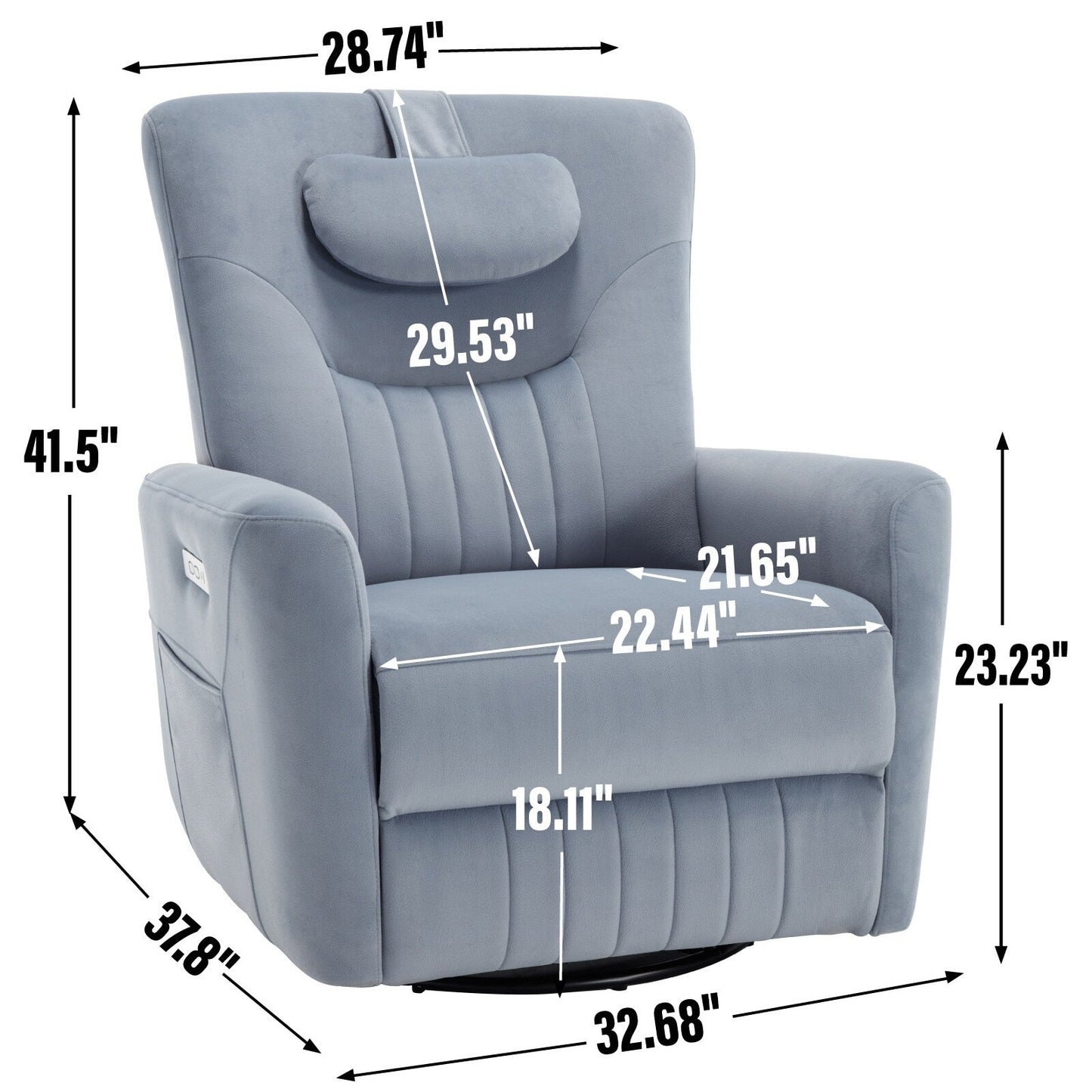 Fauteuil inclinable électrique beige avec pivot, mouvement de bascule et coussin lombaire