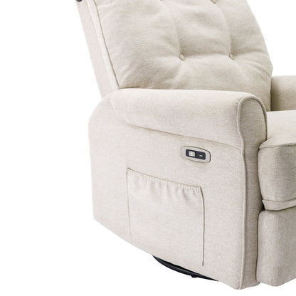 Fauteuil inclinable pivotant beige avec ports USB et base à bascule