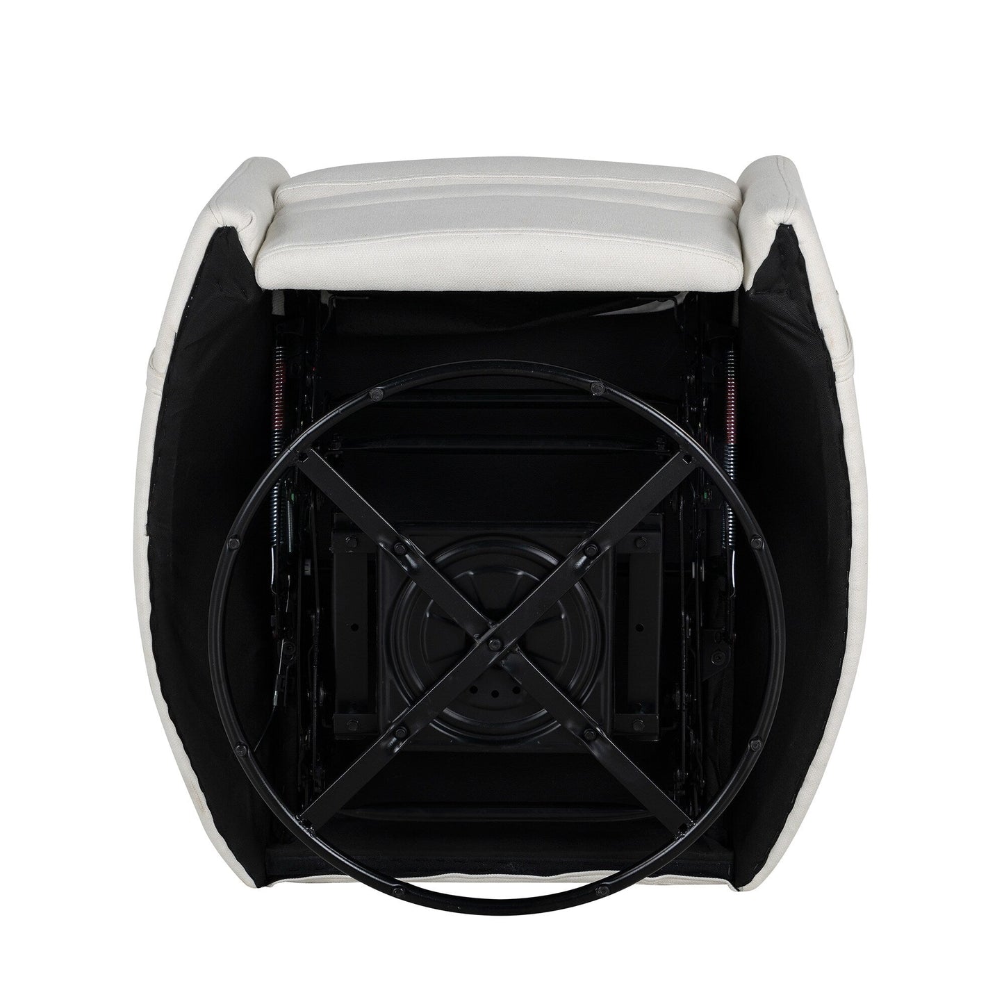 Fauteuil inclinable pivotant beige avec réglage manuel, rotation à 360° et deux oreillers amovibles