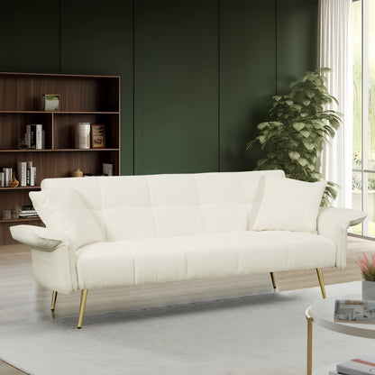 Canapé-lit futon convertible en polaire beige
