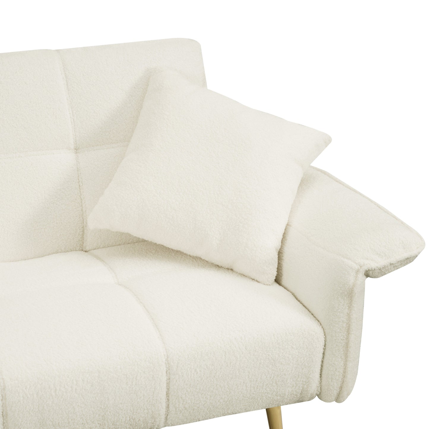Canapé-lit futon convertible en polaire beige
