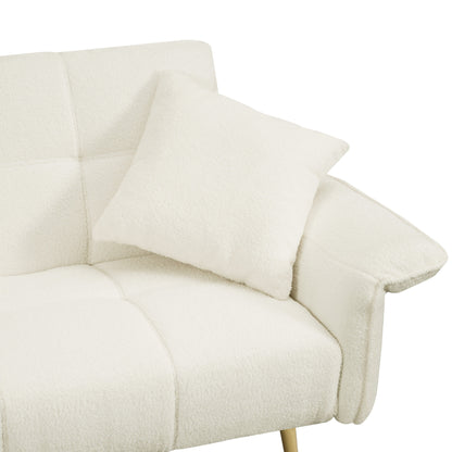 Canapé-lit futon convertible en polaire beige