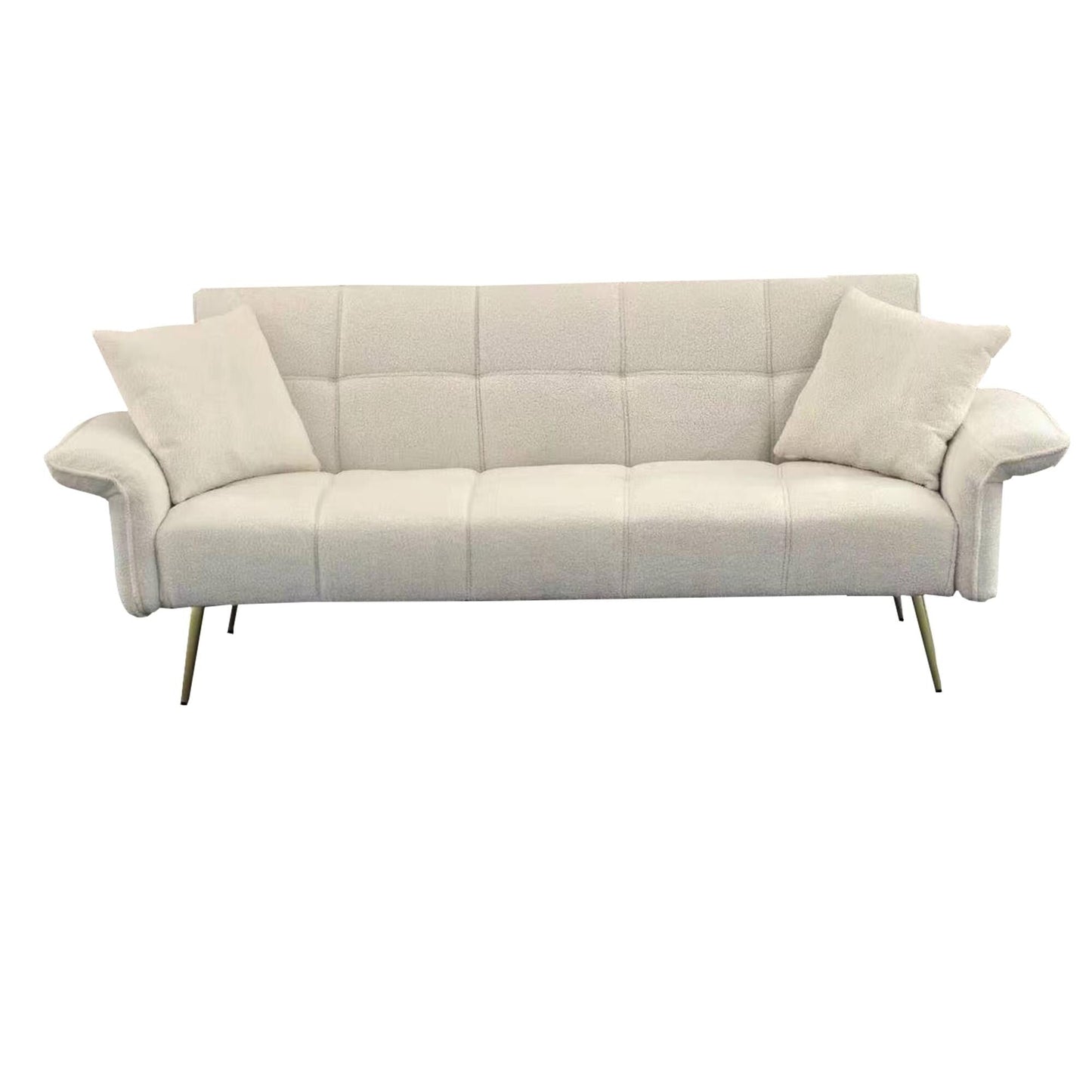 Canapé-lit futon convertible en polaire beige