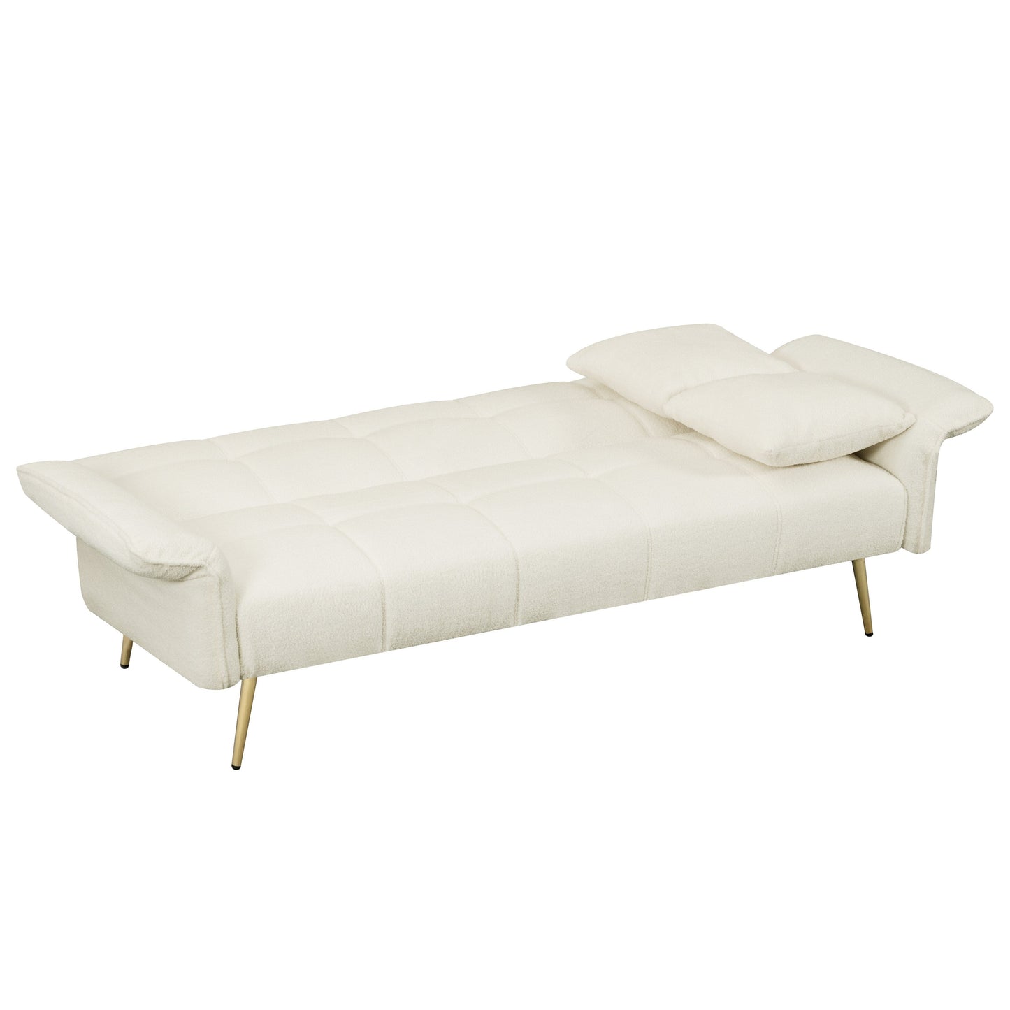 Canapé-lit futon convertible en polaire beige