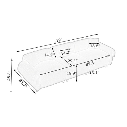 Canapé 3 places en velours beige Teddy avec coussins