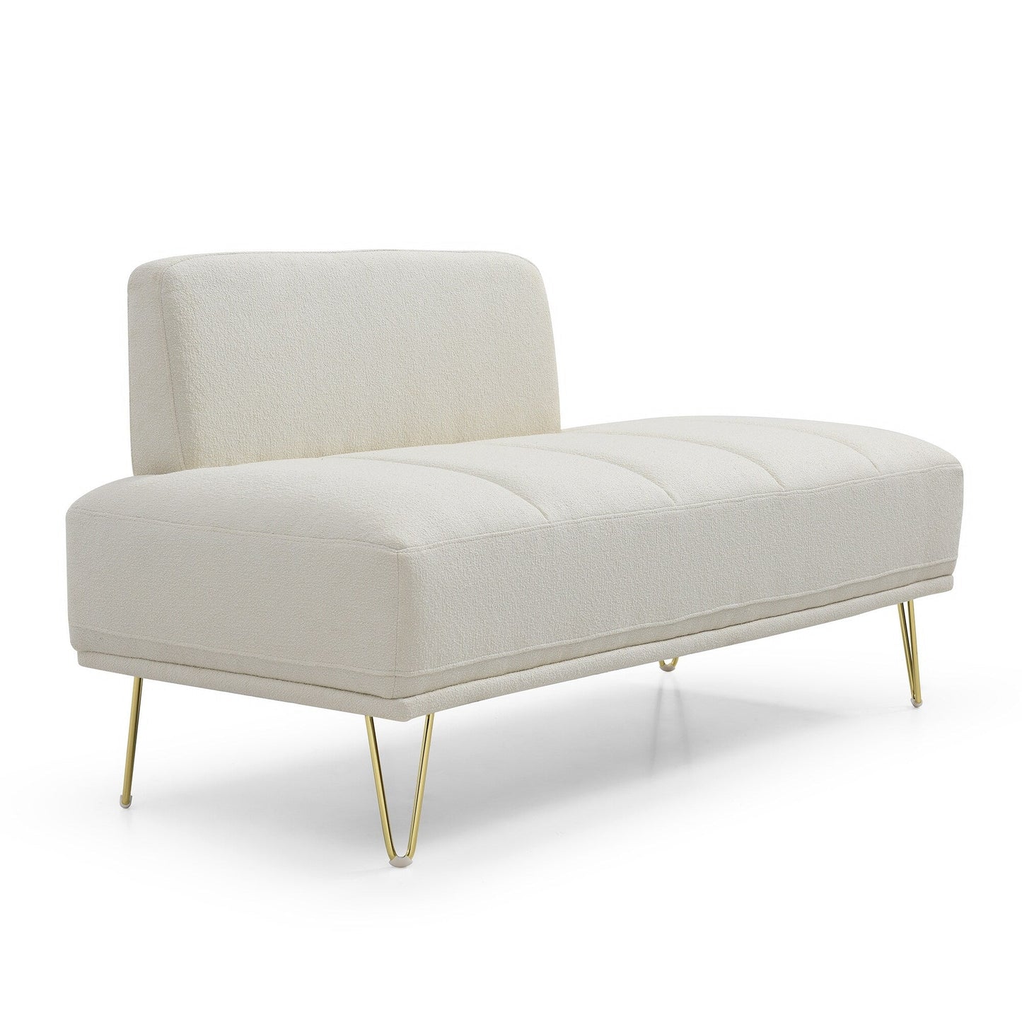 Banc causeuse rembourré beige avec pieds dorés