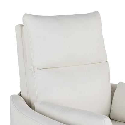 Fauteuil inclinable pivotant rembourré beige avec réglage manuel, rotation à 360° et deux coussins amovibles
