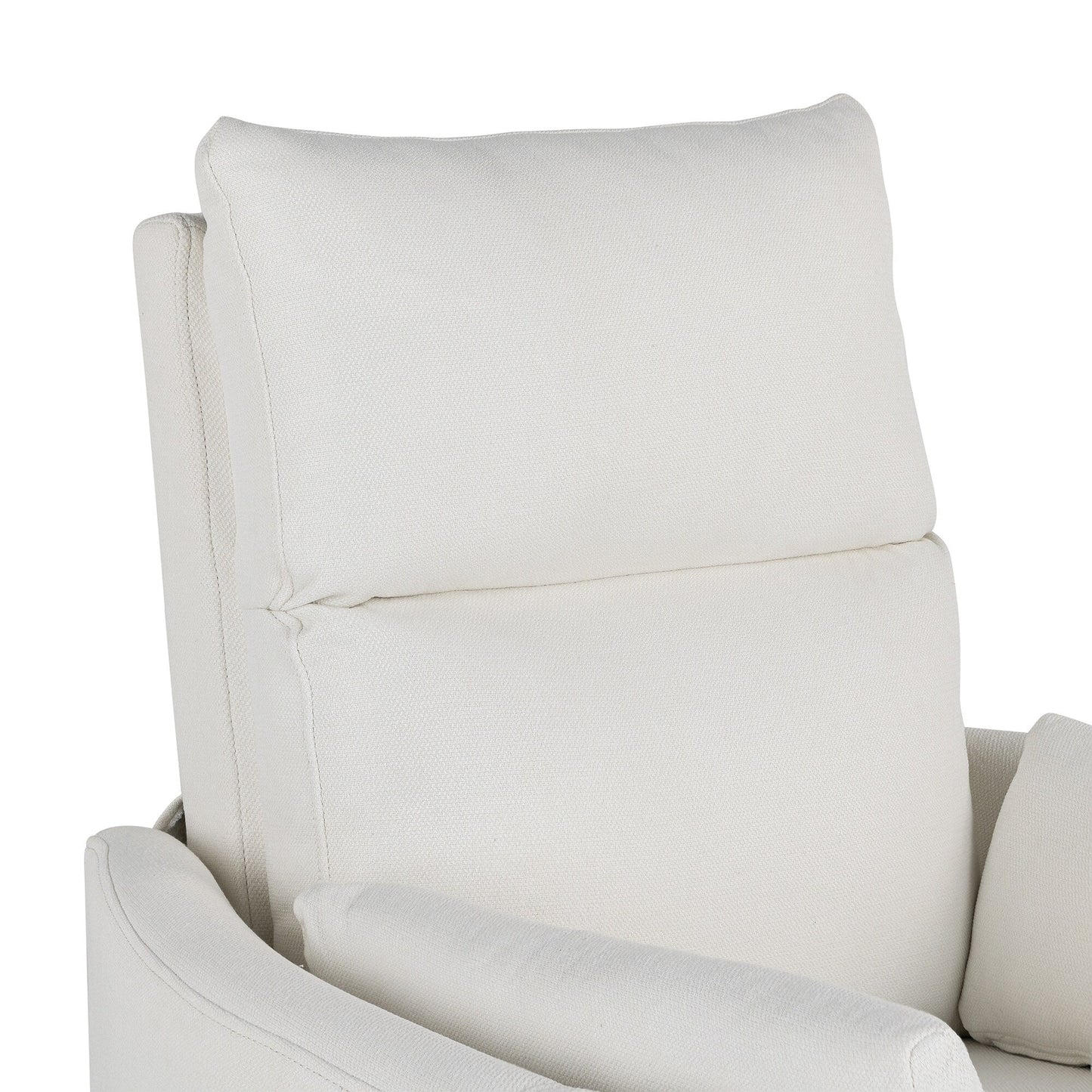 Fauteuil inclinable pivotant rembourré beige avec inclinaison manuelle, rotation à 360° et deux coussins amovibles