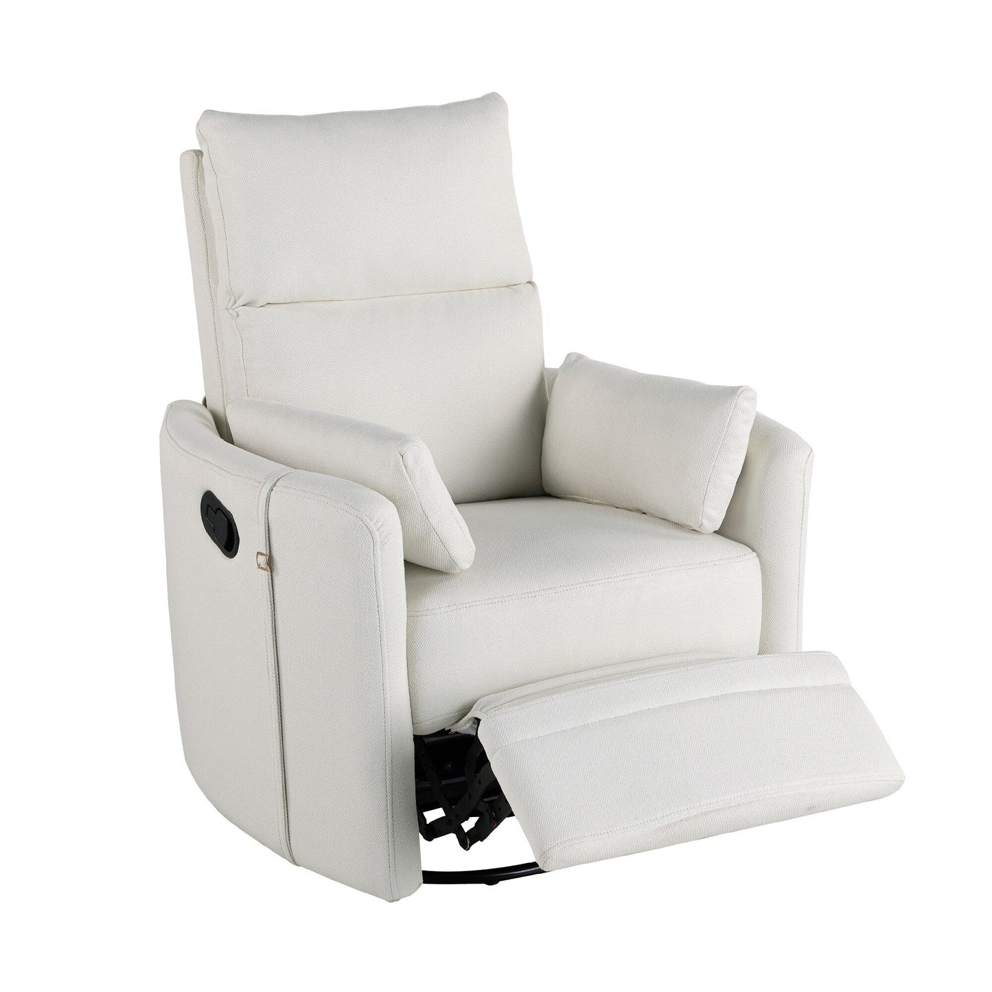 Fauteuil inclinable pivotant rembourré beige avec coussins amovibles
