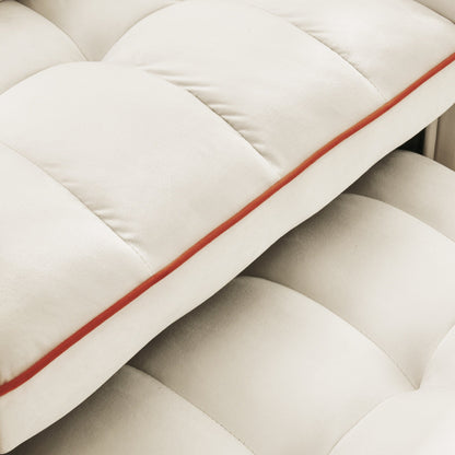 Canapé-lit simple convertible en velours beige avec port de chargement USB