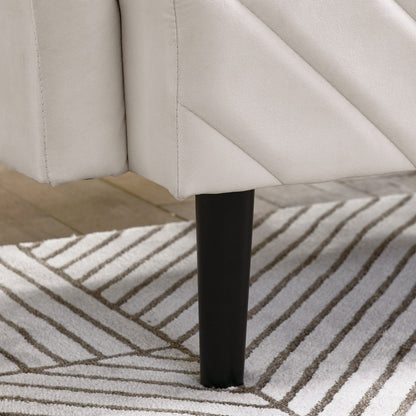 Canapé-lit futon convertible capitonné en velours beige