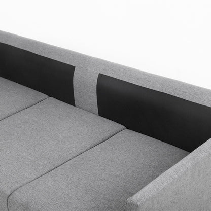 Canapé 3 places amovible en lin beige et gris avec structure en métal