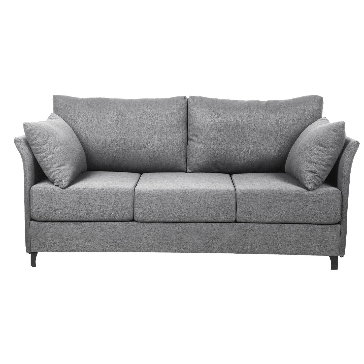 Canapé 3 places moderne en lin beige et gris, 65,55 $, avec structure en métal et coussins, pour le salon