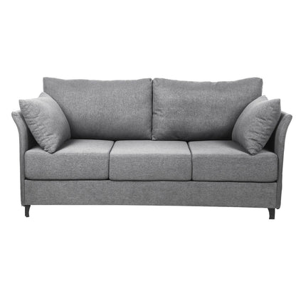 Canapé 3 places moderne en lin beige et gris, 65,55 $, avec structure en métal et coussins, pour le salon