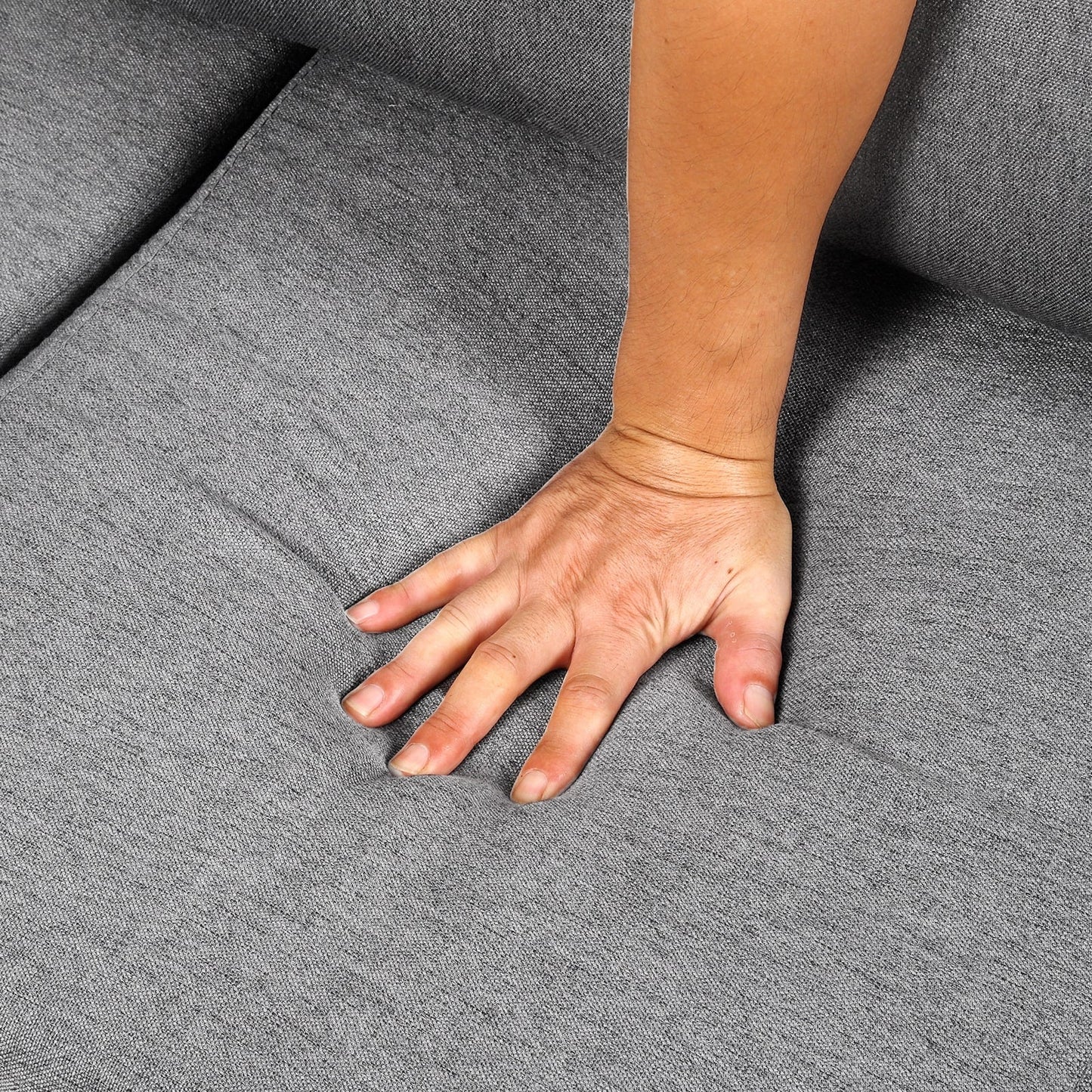 Canapé 3 places moderne en lin beige et gris, 65,55 $, avec structure en métal et coussins, pour le salon