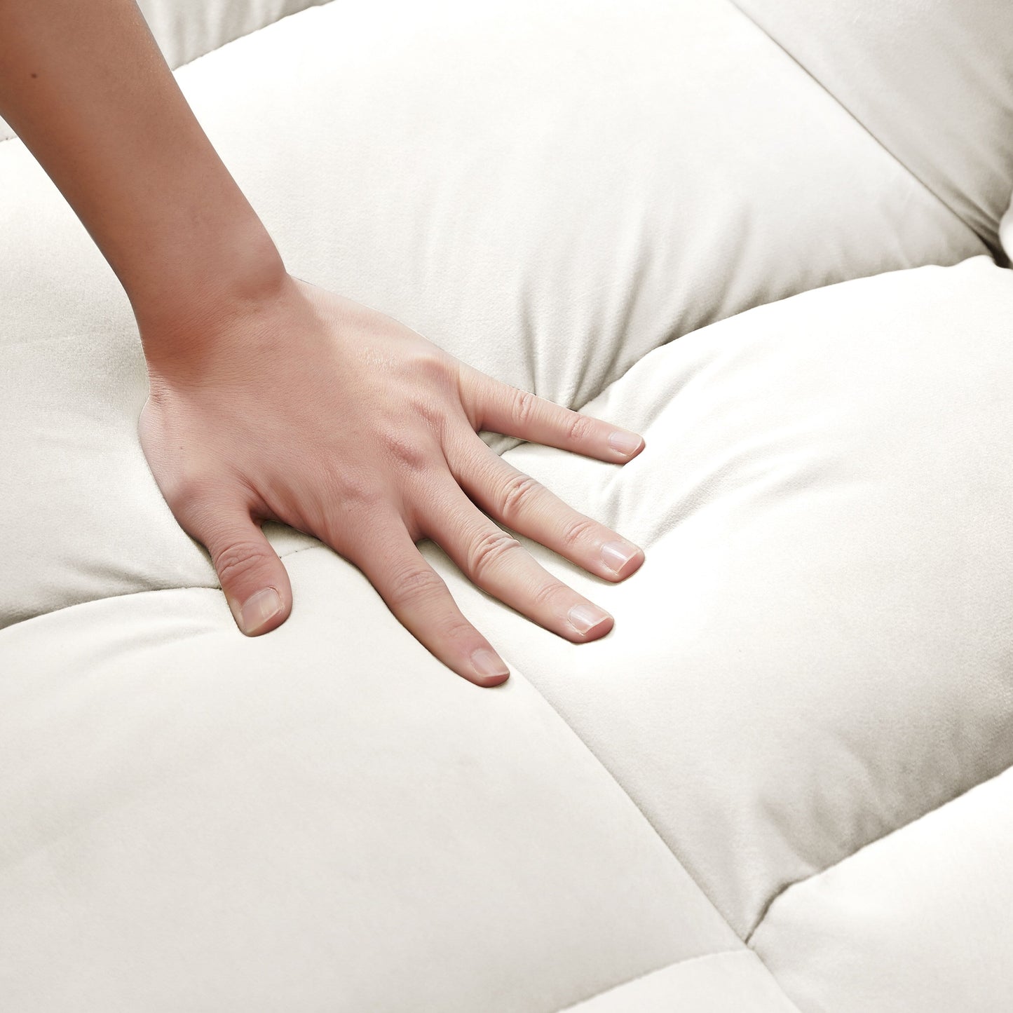 Canapé-lit convertible 3 en 1 beige et blanc moderne 55,1 cm avec dossier réglable et sac de rangement pour le salon