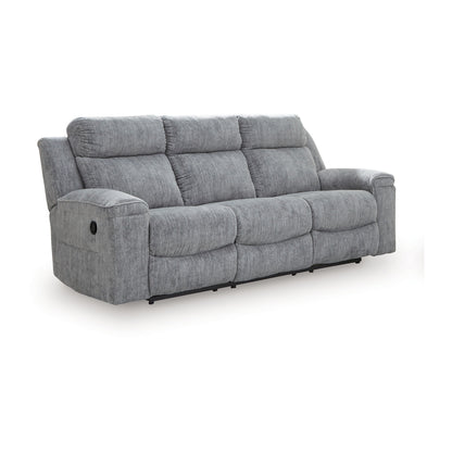 Canapé inclinable manuel Benson, polyester gris, structure en métal, 87 pouces