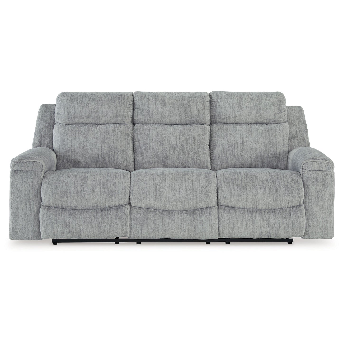 Canapé inclinable manuel Benson, polyester gris, structure en métal, 87 pouces