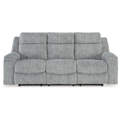 Canapé inclinable manuel Benson, polyester gris, structure en métal, 87 pouces