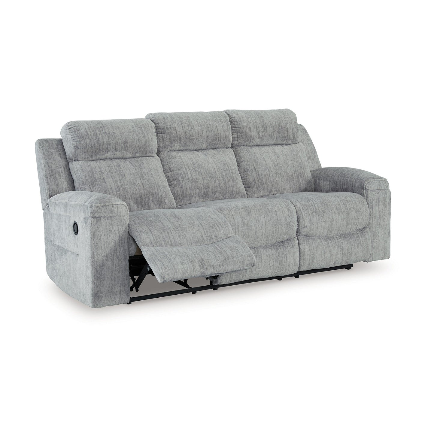 Canapé inclinable manuel Benson, polyester gris, structure en métal, 87 pouces