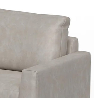 Canapé Bery, piètement moderne en pin massif, similicuir blanc ivoire doux