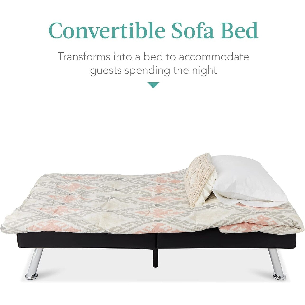 Canapé-lit convertible Best Choice en similicuir avec accoudoirs amovibles, noir