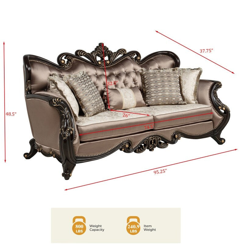 Canapé traditionnel Truvare Sandy Desert Espresso de Master Furniture avec accents dorés