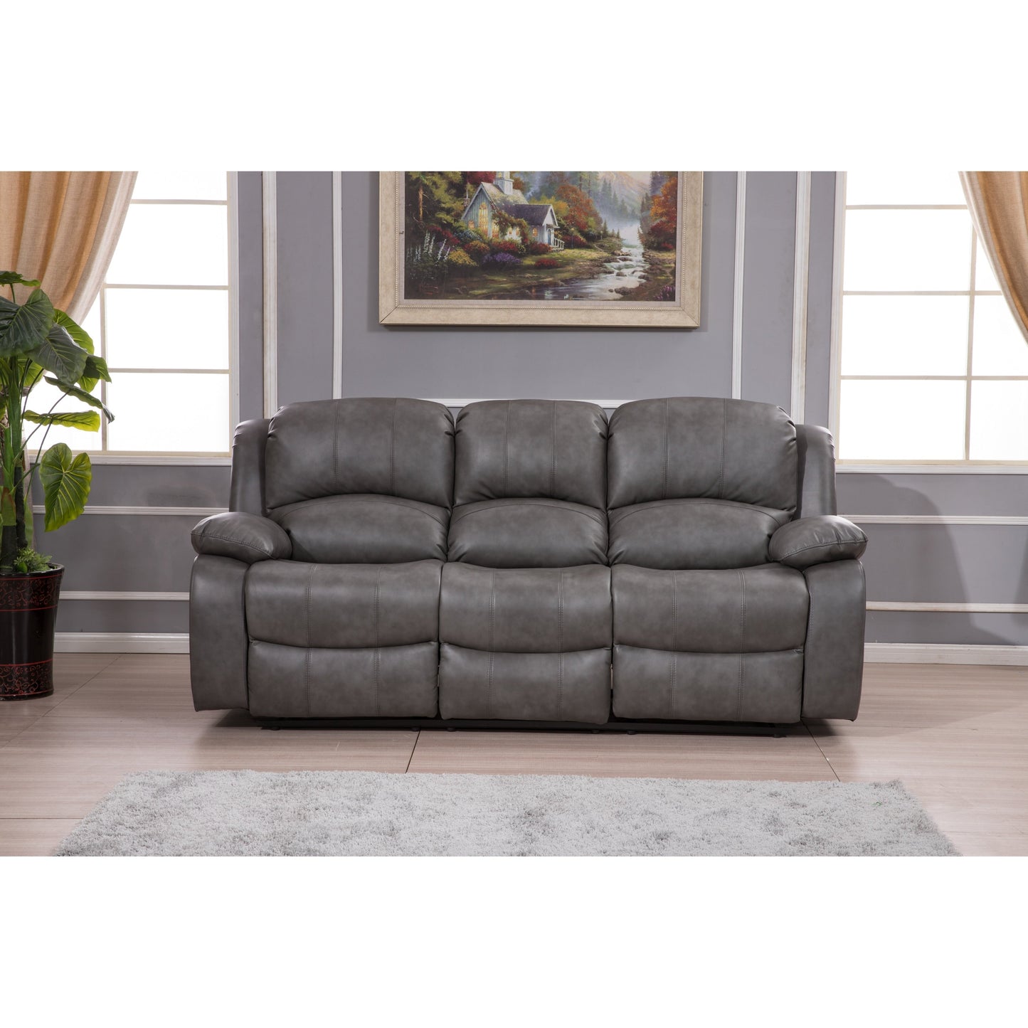 Canapé 3 places inclinable manuellement en cuir reconstitué Betsy Furniture 8018