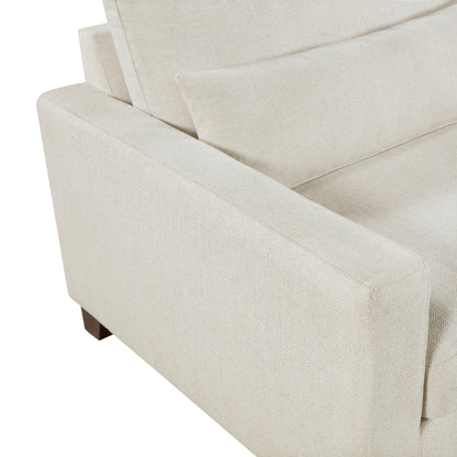 Canapé Bior, 2 coussins lombaires, tissu ivoire, 226 cm, design moderne