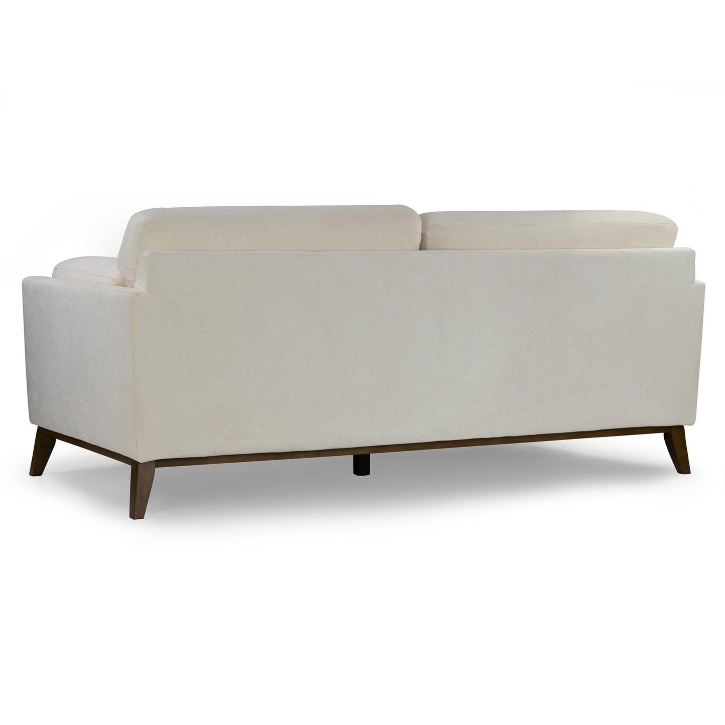 Canapé Birre en tissu micro-bouclé beige avec pieds en bois de noyer