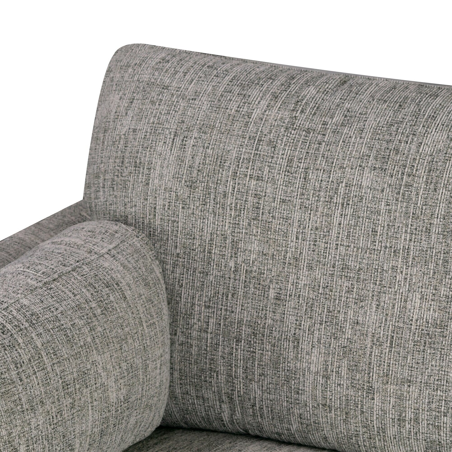 Canapé Birre en tissu chenille tweed noir et ivoire avec pieds en noyer