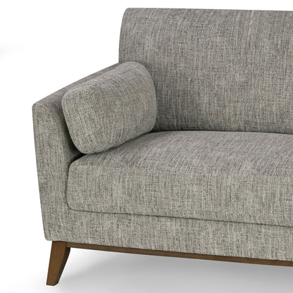 Canapé Birre en tissu chenille tweed noir et ivoire avec pieds en noyer