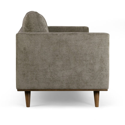 Canapé Bishop en velours côtelé marron avec pieds en bois de noyer