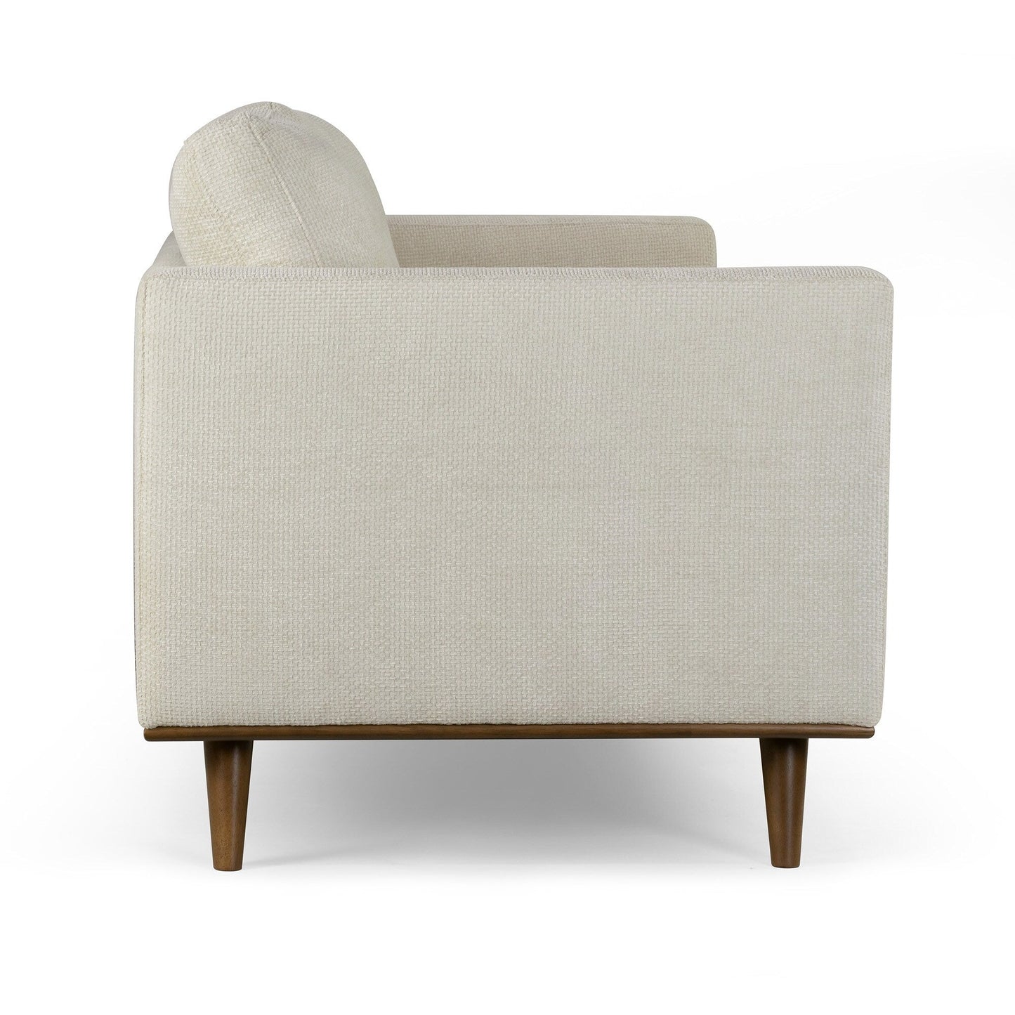 Canapé Bishop en velours côtelé blanc avec pieds en bois de noyer