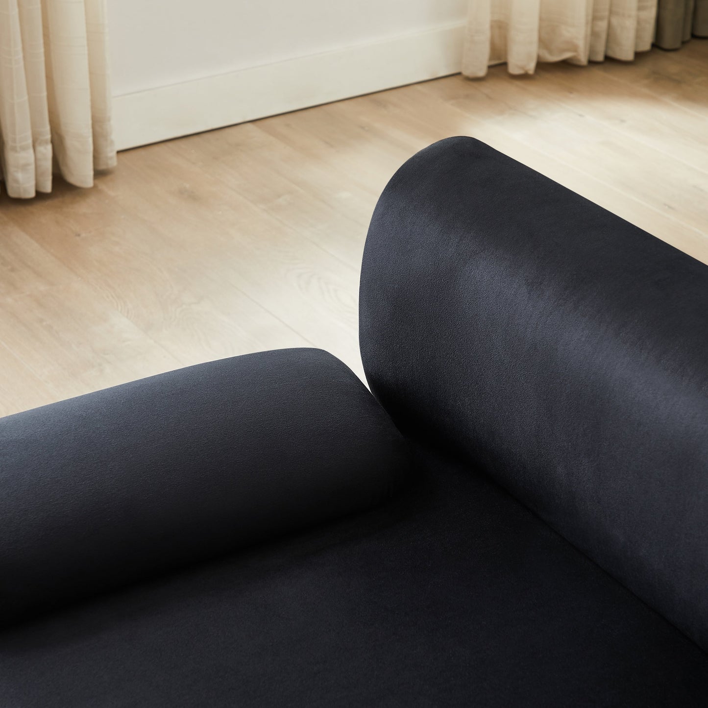 Grand canapé sectionnel 3 places noir 105 avec pouf amovible et coussins profonds