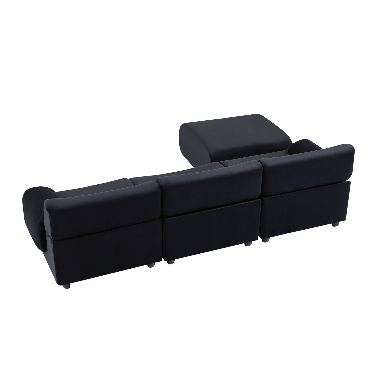 Canapé convertible noir en L de 105 po avec pouf amovible