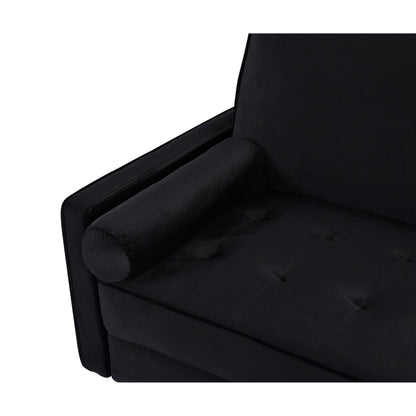 Canapé 3 places noir avec coussin en coton