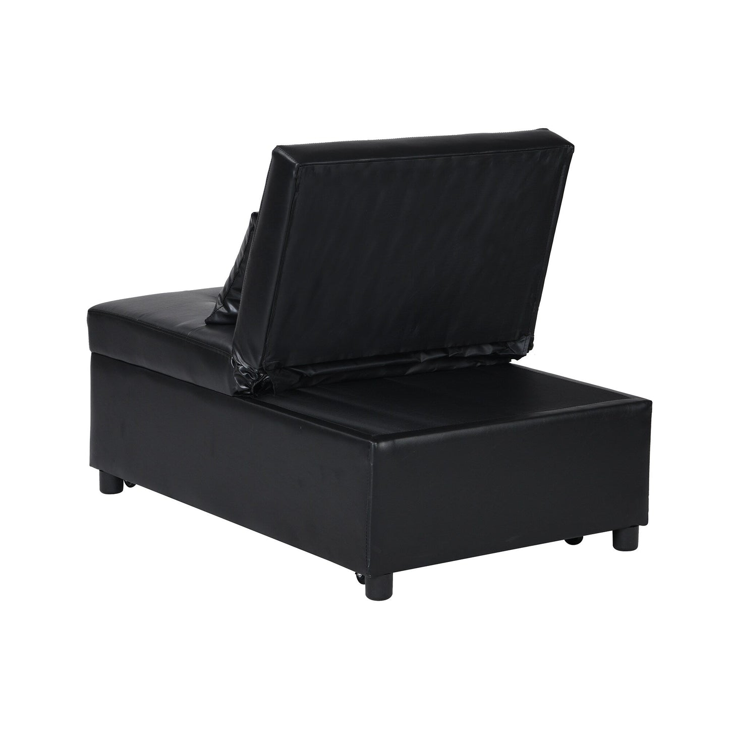 Canapé-lit ottoman simple pliable noir 39,8 avec dossier réglable et oreillers pour salon