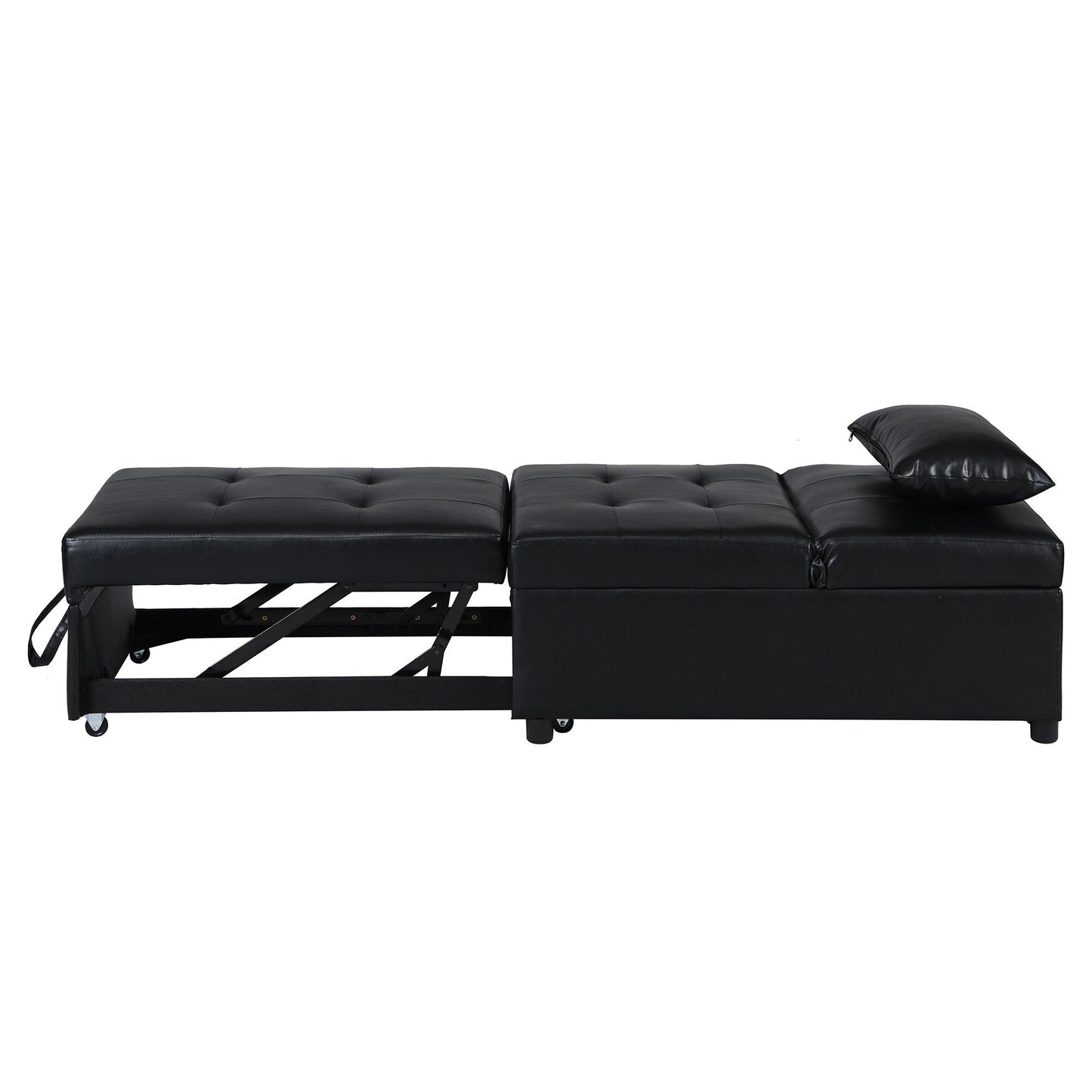 Canapé-lit ottoman simple pliable noir 39,8 avec dossier réglable et oreillers pour salon