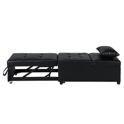 Canapé-lit ottoman simple pliable noir 39,8 avec dossier réglable et oreillers pour salon