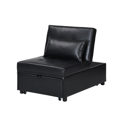 Canapé-lit ottoman simple pliable noir 39,8 avec dossier réglable et oreillers pour salon