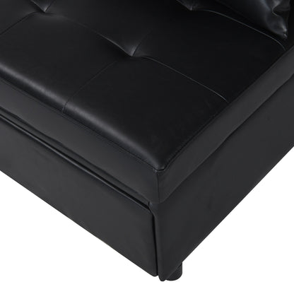 Canapé-lit ottoman simple pliable noir 39,8 avec dossier réglable et oreillers pour salon