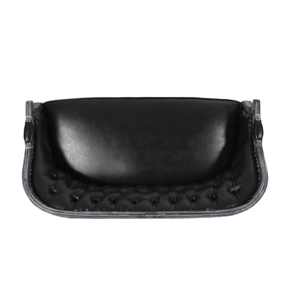 Canapé causeuse en similicuir noir 49,5" avec pieds tournés et clous décoratifs pour le salon