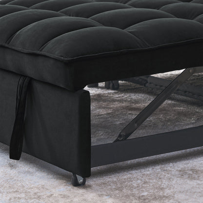 Canapé-lit gigogne 3 en 1 en velours noir 53,94 € avec deux poches latérales et dossier réglable pour le salon