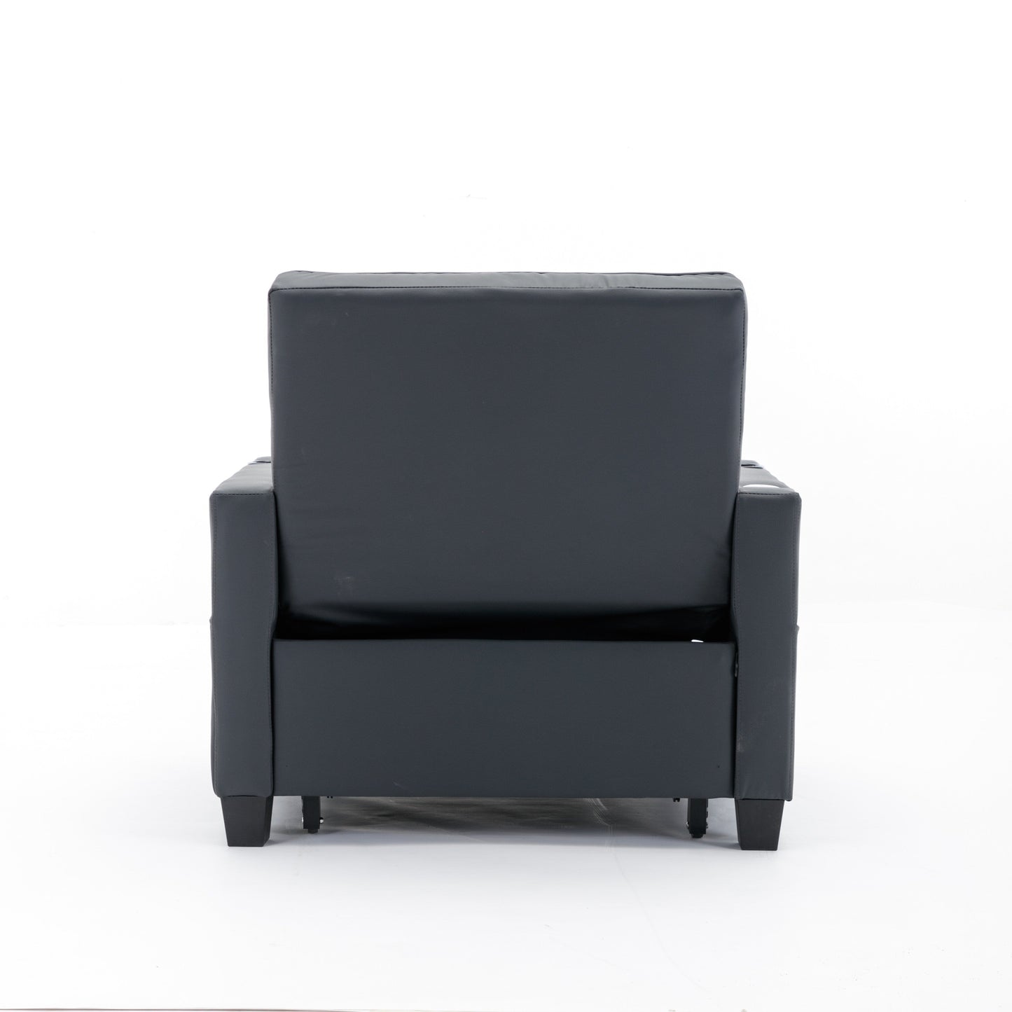 Canapé convertible 3 en 1 en similicuir noir 68.12 avec ports USB et tissu résistant à l'usure pour le salon