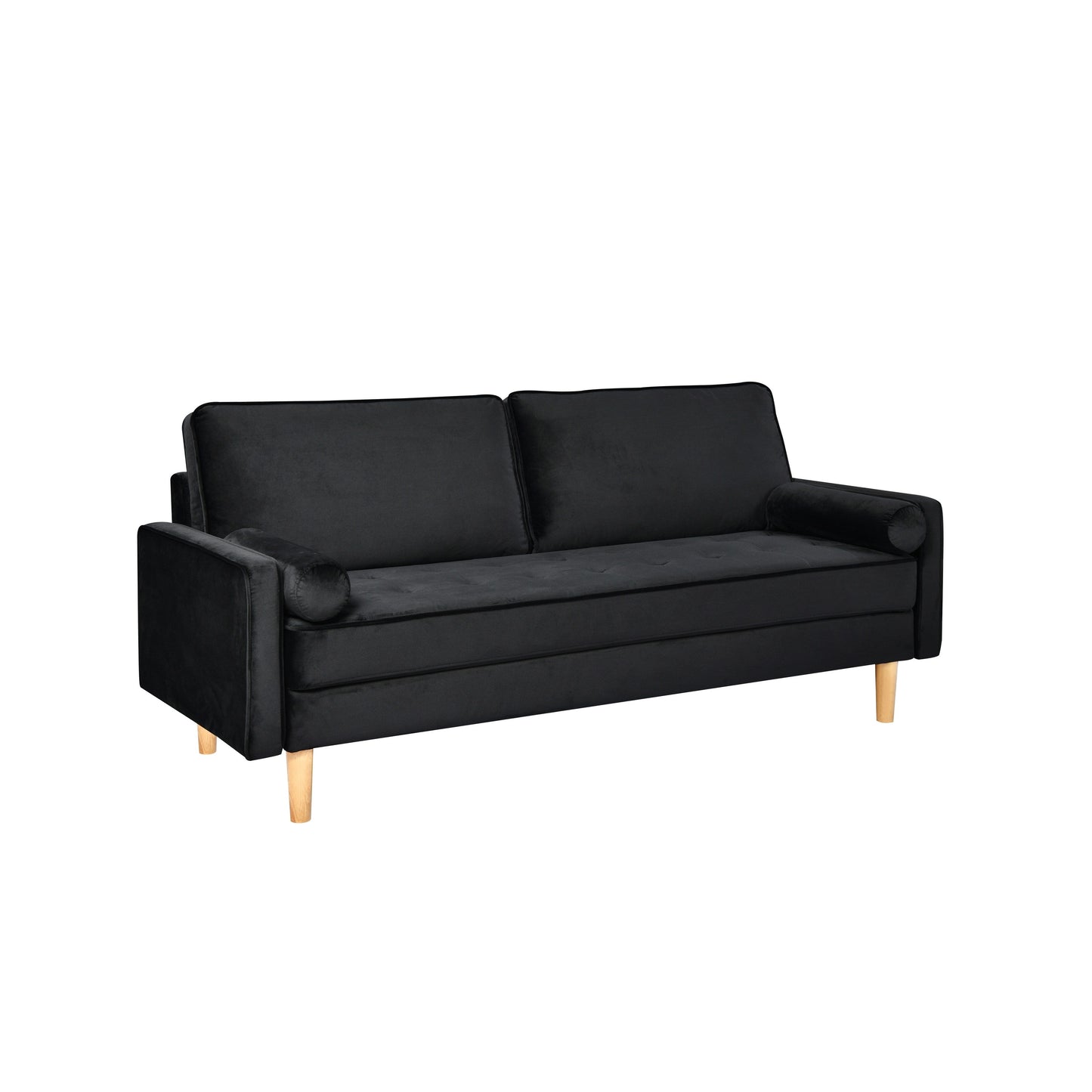 Canapé 3 places noir 70 avec coussin de remplissage en coton élastique et poupée de haute qualité pour le salon