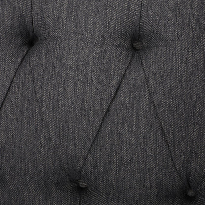 Canapé 3 places en tissu noir 74 pouces avec détails rivetés, revêtement durable et sièges spacieux pour le salon