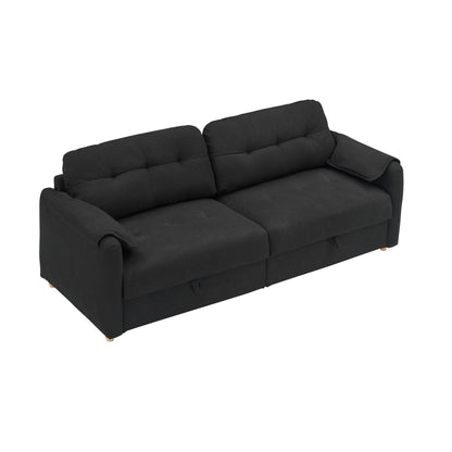 Canapé 3 places rembourré en tissu Teddy noir 79,50 $ avec rangement d'assise dissimulé pour le salon