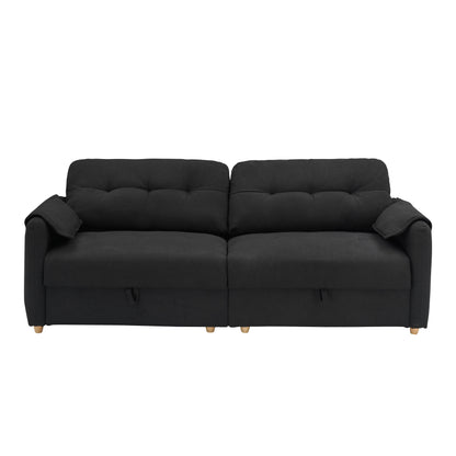 Canapé 3 places rembourré en tissu Teddy noir 79,50 $ avec rangement d'assise dissimulé pour le salon