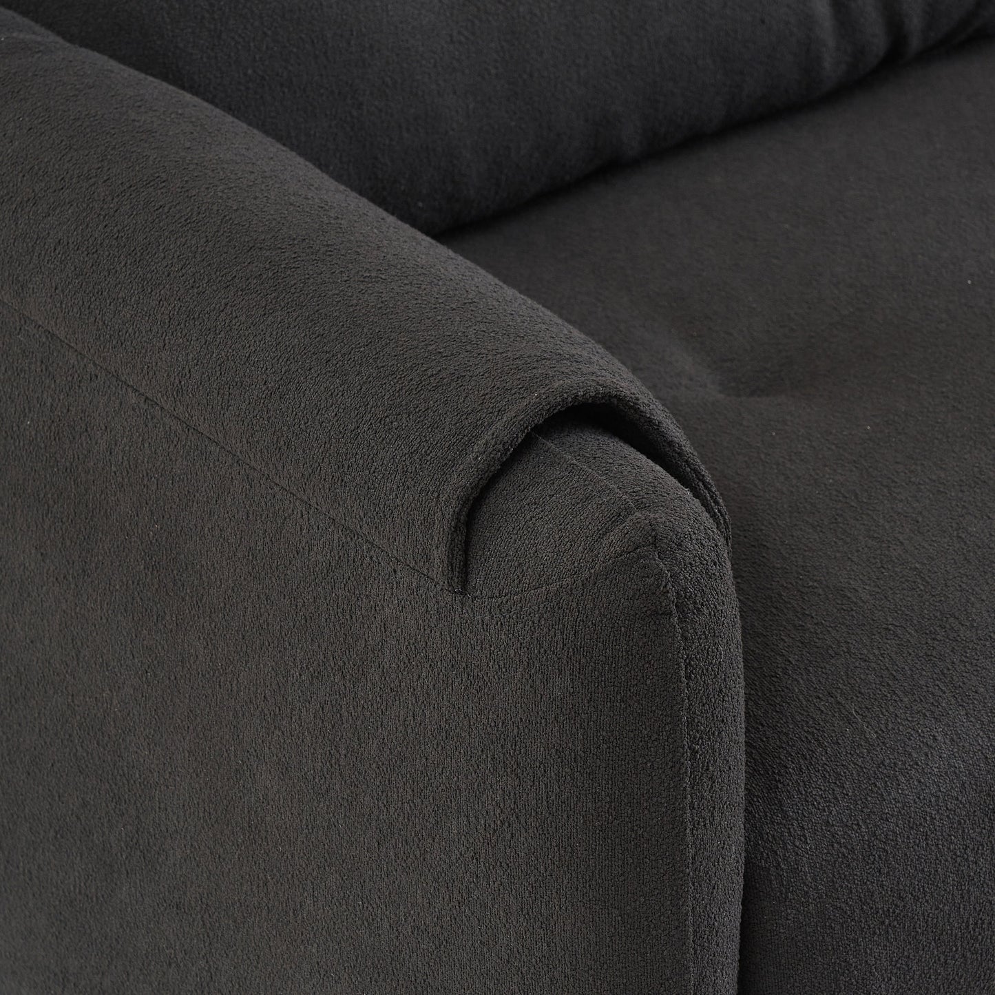 Canapé 3 places rembourré en tissu Teddy noir 79,50 $ avec rangement d'assise dissimulé pour le salon